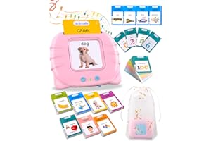Xtaco flashcards bambini italiano, 510 parole giochi montessori 2 anni, educativi prescolari Lingua Imparare a parlare Colori Numero Animali Rosa(Italiano/Inglese/Bilingue)
