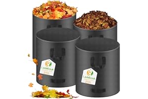 Ledebouk 4X 272L Sacchetti per rifiuti da Giardino, 200 g/m² Sacchi da Giardinaggio, Borsa da Giardino Pieghevole con Maniglie per Il Trasporto, antistrappo, idrorepellente, per Foglie, rifiuti Verdi