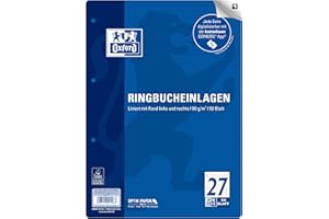 ‎OXFORD Oxford Ringbucheinlagen A4 liniert mit Doppelrand, Lineatur 27, 50 Blatt