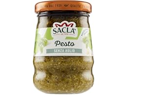 SACLA Saclà, Pesto alla Genovese, Senza Aglio, Condimento per Pasta e per Arricchire i Tuoi Piatti, con Basilico Fresco Italiano, Vaso Vetro, 90g, Confezione da 15 pezzi