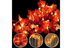 Ainkedin Autumn Decorations, Fairy Lights, 30 Maple Leaf Light, Garden Lights Outdoor Lights, Autumn Wreath, Halloween Decoration Thanksgiving Decorations