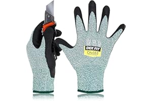 DEX FIT Cru553 Guanti Resistenti al Taglio Livello 5, Comodo Fit 3D, Presa Salda, Smart Touch, In Nitrile Resistente, Sottili e Leggeri, Lavabili in Lavatrice, 1 paio (M, Cut 5 Cru553 Green 1pr)