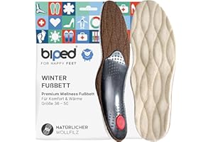 ‎BIPED biped Winter Fußbett mit echter Lammwolle - Orthopädische Einlegesohlen mit Fußgewölbestütze, Pelotte und Fersenpolster – Wellness Schuheinlagen ideal bei Fußbeschwerden z1715(41)
