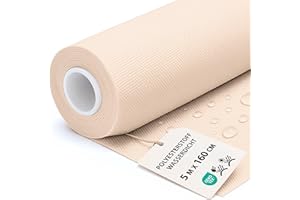 AMAZINGGIRL Tessuto impermeabile al metro 5M x 160 cm - Stoffa resistente all'acqua per esterni ideale per tende cuscini coperture mobili da giardino e progetti di cucito Beige certificazione Oeko-Tex