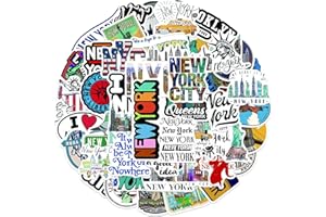 AFFOTO Lot de 50 autocollants New York pour ordinateur portable (50 pièces) - Cadeau pour enfants, adolescents, adultes, garçons, New York - En vinyle imperméable - Pour scrapbooking, skateboard, voiture,