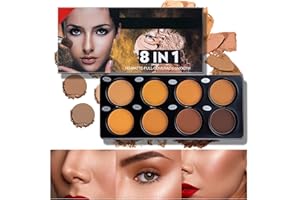 Beteligir Palette de contour de poudre de 8 couleurs, Palette de fond de teint en poudre de contour et de surbrillance de cosmétiques/Kit de maquillage de contour, Contour et bronzer, clair à moyen.