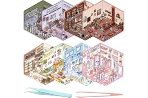 TYXHXTF 8PCS Lindo Fun Cartoon 3D Sticker Scene, Diy 3D Casa Pegatinas Reutilizables, Pegatinas 3D para Escenas de Bricolaje (Con pinzas)