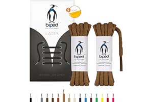 biped LACETS 2 paires de lacets ronds en coton ø 5 mm extra épais - lacets de qualité indéchirable pour chaussures en cuir, bottes et chaussures de sport - made in EU z2902(brun clair,120 cm)