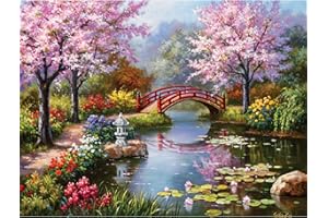 MWOOT DIY 5D Diamante Pintura por Número Kit, Bricolaje Diamond Pasted Painting Rhinestone Bordado de Punto de Cruz Artes Manualidades Lienzo Pared Decoración(30x40cm) -Paisaje de Primavera