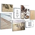 Set of Canvas - Completely Ready to Hang - Pictures for Wall - Beach and Sea - 7 Pieces - Living Room Bedroom N013771a