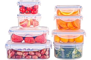 HUMEW Tiastar Envases Reutilizables Recipientes de Plástico Alimentos con Tapas Herméticas, Sin BPA y 100% a Prueba de Fugas, Aptos para Lavavajillas, Congelador y Microondas, 0.24-1.5L