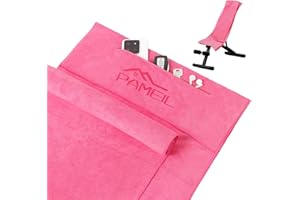 PAMEIL Asciugamano Palestra Set | 120x50cm Asciugamani Palestra con Tasca a Cerniera & 80x40cm Asciugamano Microfibra | Super Assorbente Telo Palestra Uomo e Donna per Sport, Palestra, Fitness (Rosa)