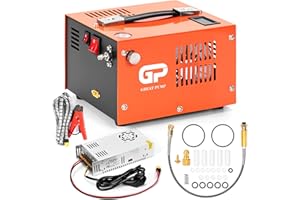 TUXING PCP Compressore d'aria, portatile 4500Psi/30Mpa, 8MM connettore rapido compatibile per pistola ad aria PCP con separatore acqua/olio, adattatore di alimentazione incorporato