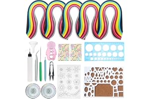 Woohome Strisce di Carta Quilling Tools Kit, 14 Attrezzi di Attrezzi e 1300 Strisce di Carta all-in-One, per Creazioni Artigianali