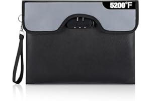 ‎HOLULO HOLULO Feuerfeste Tasche, Feuerfeste Dokumententasche(36x26cm 5200℉) mit Alufolienauskleidung, Geldtasche Feuerfeste Dokumentenbox Wasserdicht für A4-Dokumente, Reisepässe (Schwarz)