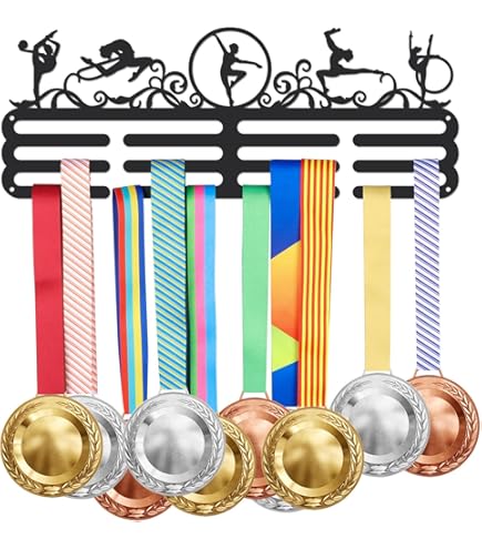 Porta Medaglie Ginnastica In Metallo - Con 14 Ganci Per Parete 29x11.2cm - Foto 9