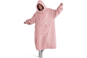 BEDSURE Hoodie Decke mit Ärmeln - Kuschelpullover als Geschenke für Frauen - Tragbare Decke zum Anziehen Erwachsene Kuscheldecke mit Ärmeln Weihnachtsgeschenke für Frauen Freundin, Rosa 129x75