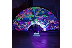 MultiValue Abanico de Mano Plegable, Tela de Seda de Bambú Abanico Plegable Colorido Grande Abanico de Madera Accesorio de Rendimiento Chino para Decoración de Cumpleaños Boda (01#)