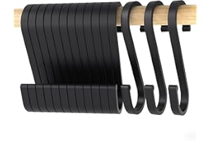 LISOPO S Haken, 12 Stück S Haken Schwarz S-hook für hängende Töpfe und Pfannen Haken Aluminium ideal Küche, Schrank, Garage und Garten