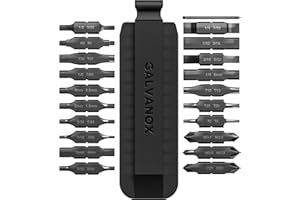 Galvanox Kit di 21 punte piatte progettate per cacciaviti multiutensile Leatherman, [59-HRC] in acciaio temprato S2 Impact di grado industriale, il set include un supporto per guaina bifacciale (nero)