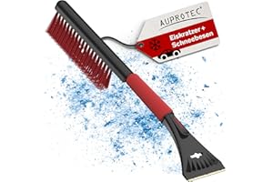 ‎AUPROTEC AUPROTEC Eiskratzer Auto mit Besen/Eiskratzer Messingklinge/Eiskratzer mit Besen/Scheibenkratzer Auto/Schneekratzer Auto mit Besen/Eisschaber Auto – ASE 2 schwarz-rot