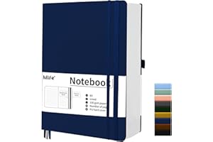 Mlife B5 Cuaderno Rayado Engrosado, 360 Páginas Y 100 G/M² De Papel Resistente A La Tinta, Cuadernos Con Bolsillo Plegable Para La Oficina, La Escuela, El Hogar, La Escritura Y Notas (Azul)