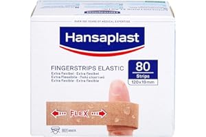 Hansaplast Pansements élastiques pour les doigts (80 bandes), extra longs spécialement conçus pour les plaies sur les doigts, flexibles et respirants