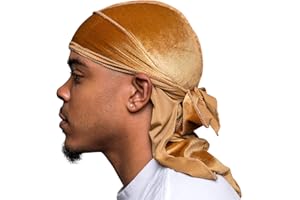 Veeta Superior Velvet Durag – Weiche Samt-Durags für Männer und Frauen, Lange, doppelt breite Träger, seidiges Durag-Futter, dreifach genäht