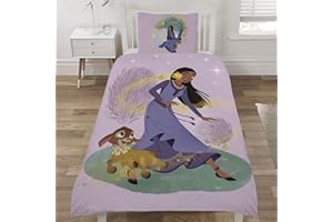 Coco Moon Disney Wish Fairy Tale - Set copripiumino singolo reversibile per letto singolo, include copripiumino singolo e federa per bambini e bambine