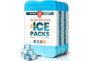 Healthy Packers Ice Packs For Lunch Box - Ice Blocks for Cool Bags and Cool Box - Ideal Freezer Blocks for Lunch Box - Original Long- Lasting Formula (4 Pack)