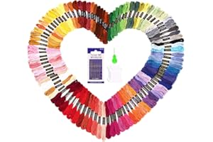 SOLEDI Fili da Ricamo 100 Colori Punto Croce Kit Filo Punto Croce Colorato con 10 Aghi da Ricamo per Maglieria Punto Croce