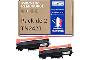 COMETE CONSOMMABLE COMETE, Marque Française - TN2420 - 2 Cartouches de Toners Compatibles avec Brother TN2420 (ou TN2410) - pour Toner Brother dcp-l2530dw mfc l2710dw hl-l2350dw (2 Noir)
