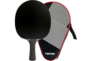 ‎HEINSA heinsa Carbon Profi Tischtennisschläger ITTF Wettkampf zugelassen Black Edition aus Lichtnussbaum mit Premium Verpackung und Bällen