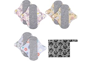 6 almohadillas de algodón reutilizables: TOATELU Slips Lavables, reutilizables toallas higiénicas con bolsa impermeable, compresas lavables para menstruación, alfombrilla de orina antifugas para mujer