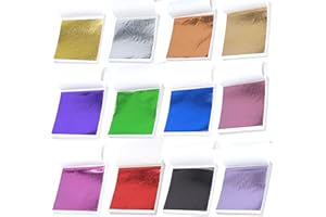 Honatrv 240 Stück Imitation Gold Metallfolie Blattgold Blatt Mehrfarbige Goldfolie für Gemälde Kunsthandwerk Nageldeko Möbel 12 Farben 9x9cm