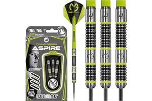 WINMAU Michael Van Gerwen MvG Aspire - Juego de Dardos de tungsteno con Puntas de Acero de Prisma y Ejes de Nailon (Tallos)