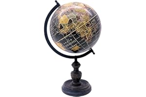 EXERZ 13cm Vintage Globe Black with a Wooden Base, Handcrafted Decorative Globe SI-7001 (13cm Black)