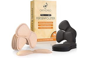 ORTHOPEO Fersenpolster Schuheinlagen gegen Blasen & Reibung Silikon Gel 6 Paare Fersenschoner Fersenkissen Herren & Damen Antirutsch bei großen Schuhen & High Heels Schuhpolster