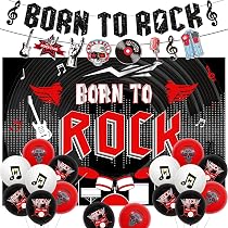 Crenics Rock And Roll Geburtstagsbanner - Großes Happy Birthday Hintergrund-Dekoration Für Musik-Partys (150x100 Cm)