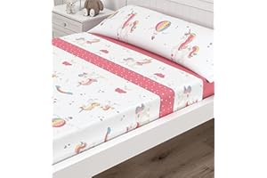 Victorio & Lucchino Juego de sábanas Infantiles Coralina, térmica para Invierno, Tacto Suave Modelo Unicornio (Rosa Coral, 105 cm)
