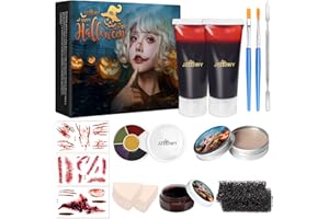 JZEEIWY Fake Halloween Vampire Blood Gel Fake Blut Modellierung Narbe Wachs 6 colors bruise makeup palette Spatel Werkzeug Makeup Brushes Stiple-Schwämme Makeup Sponge