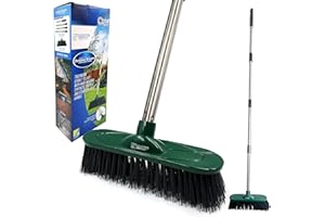 TDBS THE DUSTPAN AND BRUSH STORE Yard Broom Outdoor Heavy Duty, 10” Garden Broom Synthetic Hard Bristle Brush Head with Strong Handle, Stiff Sweeping Brush Outdoor