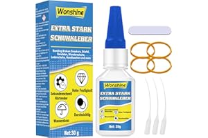 WONSHINE Schuhkleber Extra Stark Wasserfest 30 g, Schuhsohlenkleber mit Anti-Trocknungsspitze, Schuh Kleber für Gummisohlen, Stiefel, Turnschuhe, Sandalen, Leder, Handtaschen und mehr