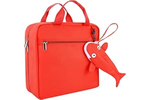 Annmore Tiptoi Starter Set Bag with Portable Shark Case for Tiptoi Pen, Pockets for 10 to 12 Books, Transport Bag for Tiptoi Puzzle and Children's Electronic Toy Accessories, Red