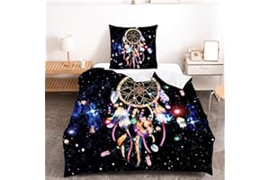 ‎HOMHOMHA Traumfänger Bed Linen Girls 135 x 200 cm 3D Microfibre Children's Bed Linen Teenager Children Duvet Cover 135 x 200 cm and 1 Pillowcase 80 x 80 cm Woman Gift for Birthday Christmas Dream Catcher 01