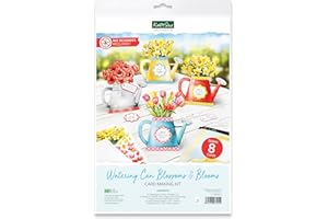 Katy Sue Designs Watering Can Blossoms & Blooms Card Making Kit. Contains 8 Shaped Cards, 3 Sheets of Die Cut Decoupage, Instructions, Adhesive Foam Pads, & 8 Envelopes for Card Making Supplies