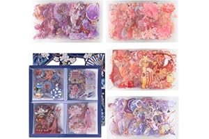 AVECMOI 500PCS Pegatinas Vintage, 100 Hojas Pegatinas Estéticas de Transparentes Pintadas a Mano Pegatinas Decorativas para Scrapbooking, Journling, Sobres