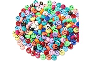 SAIZONE 100pz perline faccine felice per braccialetti Perline Acriliche, per Bambini bigiotteria Fai da Te Collane Braccialetti, orecchini, Ciondolo.(Perline colorate di smiley)