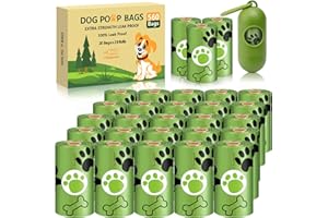 DONGQI Hundekotbeutel 28 Rollen (560 Tüten) mit Spender, Kotbeutel Biologisch aus Maisstärkebiologisch, Dog Poo Bags, wasserdicht, reißfest, extra groß, dick und stark