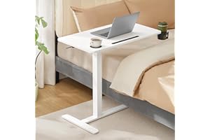 ‎VASAGLE VASAGLE Beistelltisch mit Rollen, mobiler Stehtisch, 70 x 40 cm große Tischplatte, verstellbare Höhe, 2 Getränkehalter, Schlitz für Handy oder Tablet, wolkenweiß LSD600W01